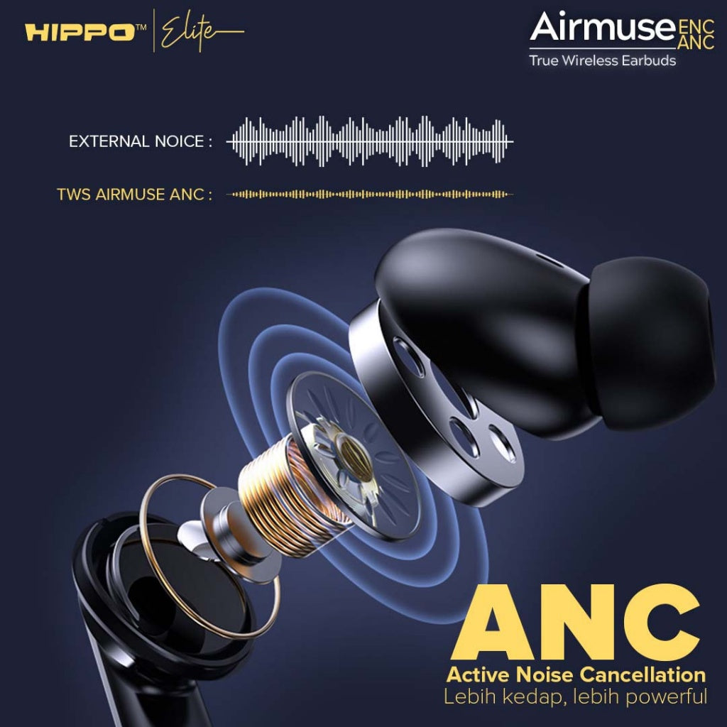 Hippo TWS Airmuse ANC &amp; ENC Bluetooth 5.3 True Wireless Stereo HiFi Sound Volume Control 4