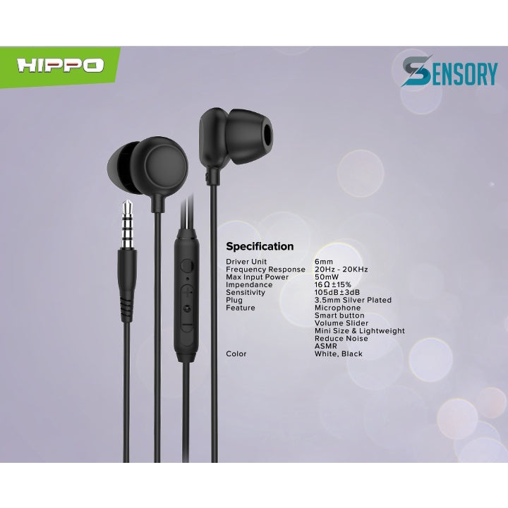Headset Handsfree Hippo Sensory ASMR Earbuds Jack 3.5MM Wired Earphone Hands Free Earbud 2