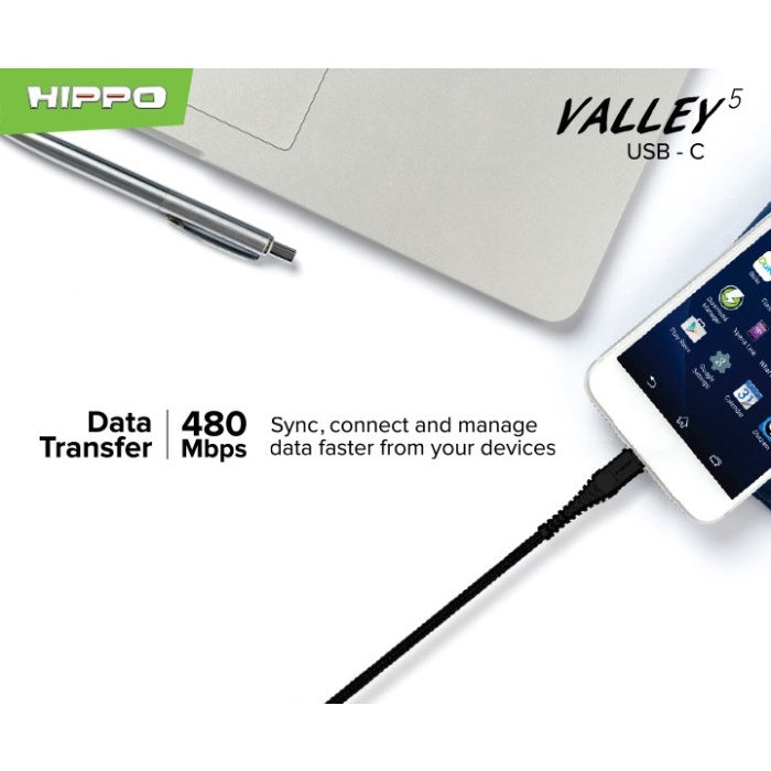 Kable Data Hippo Valley 5 Type C USB 100CM - Quick Charging 3.0 18Watt 4