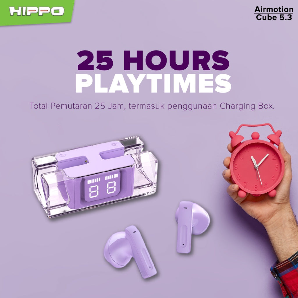 Hippo TWS Airmotion Cube Bluetooth 5.3 True Wireless Stereo HiFi Sound Volume Control With Earbuds 6
