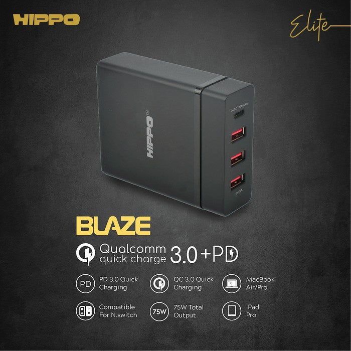 Hippo Elite Blaze Adapter Charger 75 W Fast Charger Multicharger QC3.0 2