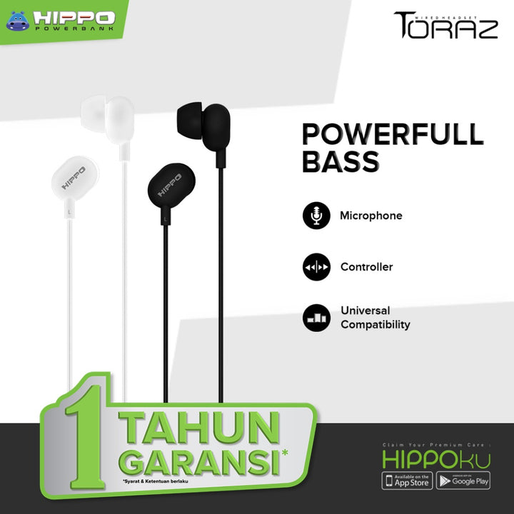 Hippo Earphone Toraz Super Bass Jack 3.5 mm Wired Handsfree Android Original Earbuds Headset 5
