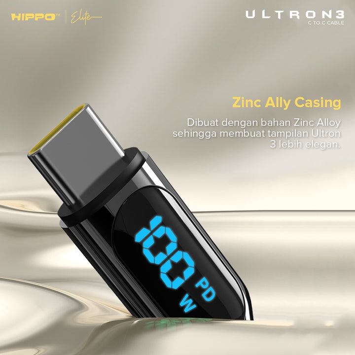 Hippo Kabel Data Super Fast Charging Ultron 3 Type C to Type C 5A 100 W 120 CM Quick Charge 3.0 Quick Charging 3