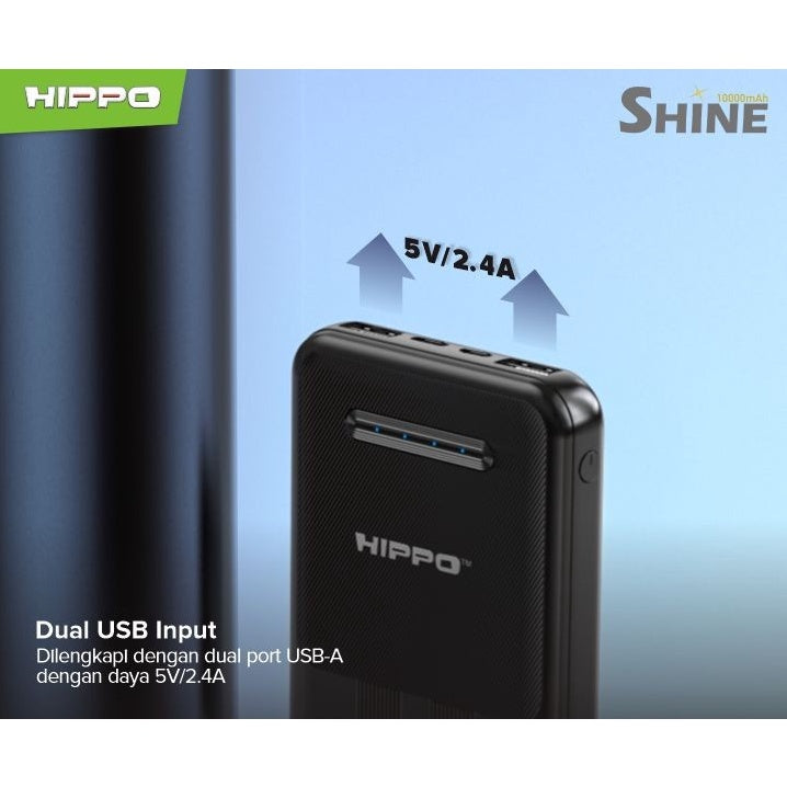 Hippo PowerBank Shine 10000mAh Dual Output Smart Detect Charging Power Bank SDC Type C iPhone Micro 5