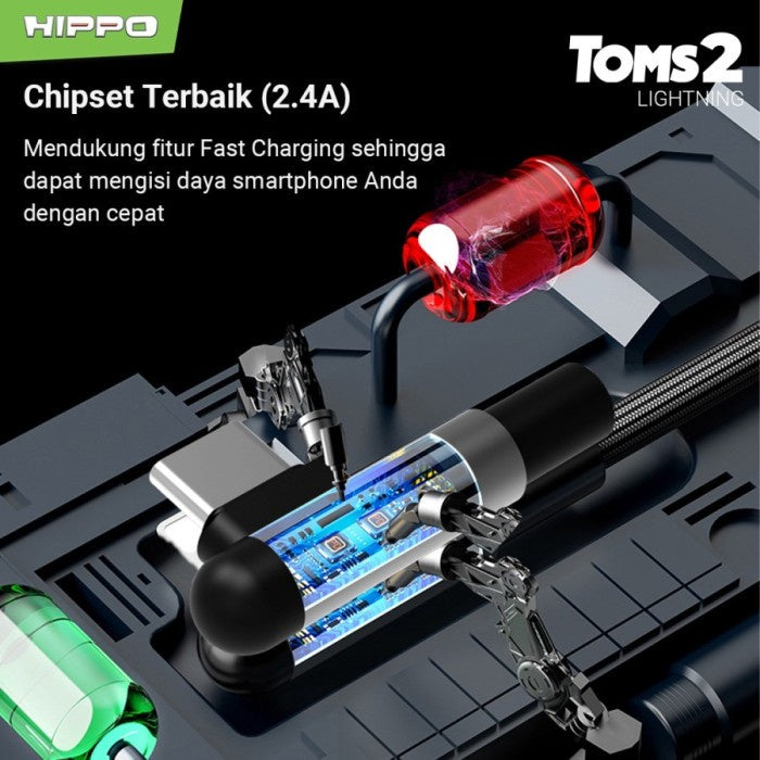 Hippo Kabel Data Gaming Mobile Toms2 USB to Lightning Fast Charging 2.4 A Cable Lightning iPhone USB Data Colo 5