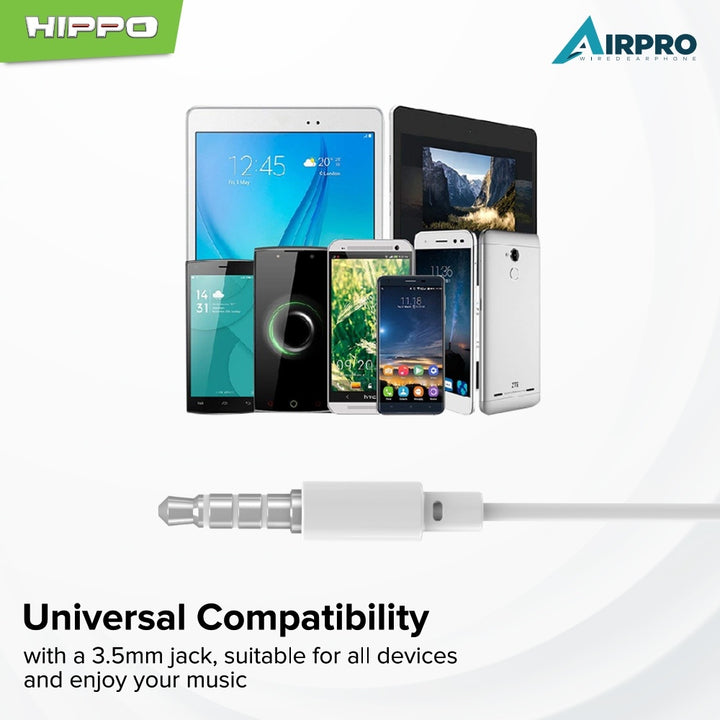 Hippo Headset Handsfree Airpro Earbuds Jack 3.5MM Stereo Clear and Powerful Wired Earphone Hands Free Earbud 9