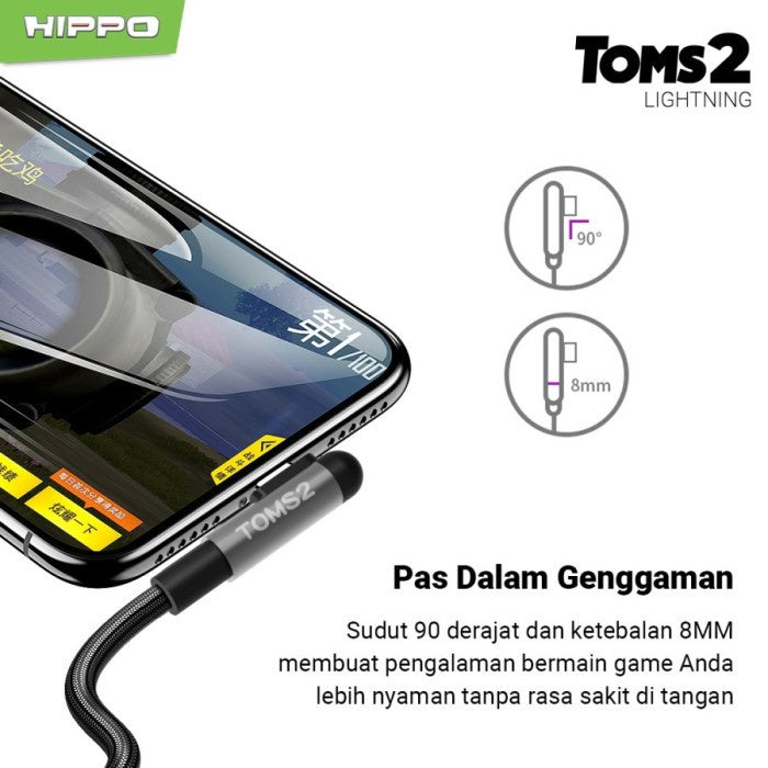 Hippo Kabel Data Gaming Mobile Toms2 USB to Lightning Fast Charging 2.4 A Cable Lightning iPhone USB Data Colo 6