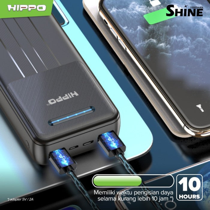 Hippo PowerBank Shine 10000mAh Dual Output Smart Detect Charging Power Bank SDC Type C iPhone Micro 6