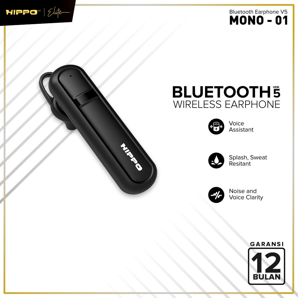 Hippo Bluetooth Mono 01 V5.0 HiFi Sound Volume Control With Mic Earbuds Earphone
