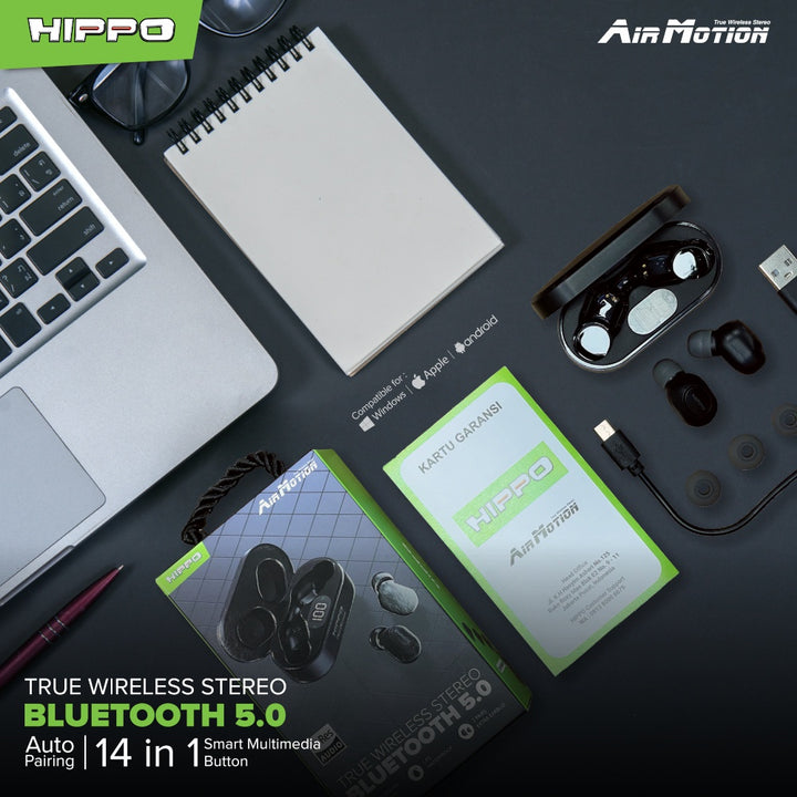 Hippo Airmotion TWS Bluetooth 5.0 Earphone Headset Earbuds True Wireless Stereo Earbud Handsfree 5