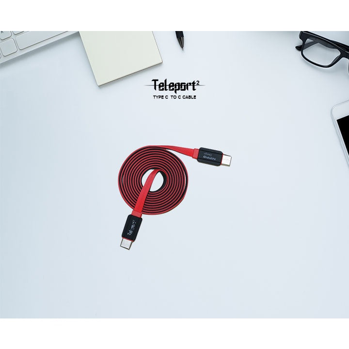 Hippo Kabel Teleport 2 C TO C Fast Charger QC 3.0 Panjang 120cm Max 3A 5