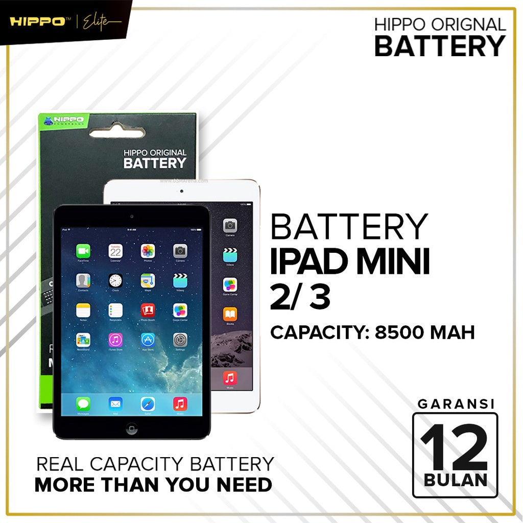 Hippo Baterai Baterry 100% ORI Baterai Ipad Mini 2 / Ipad Mini 3 8500Mah Original Batere Premium Batu Batre Batrai Handp
