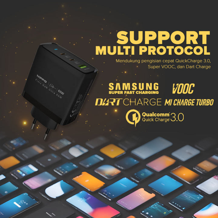 Hippo Adaptor Finix GaN Ultra 65W Original Adapter Kepala Cas Hp Colokan Rumah Charger Type C 6