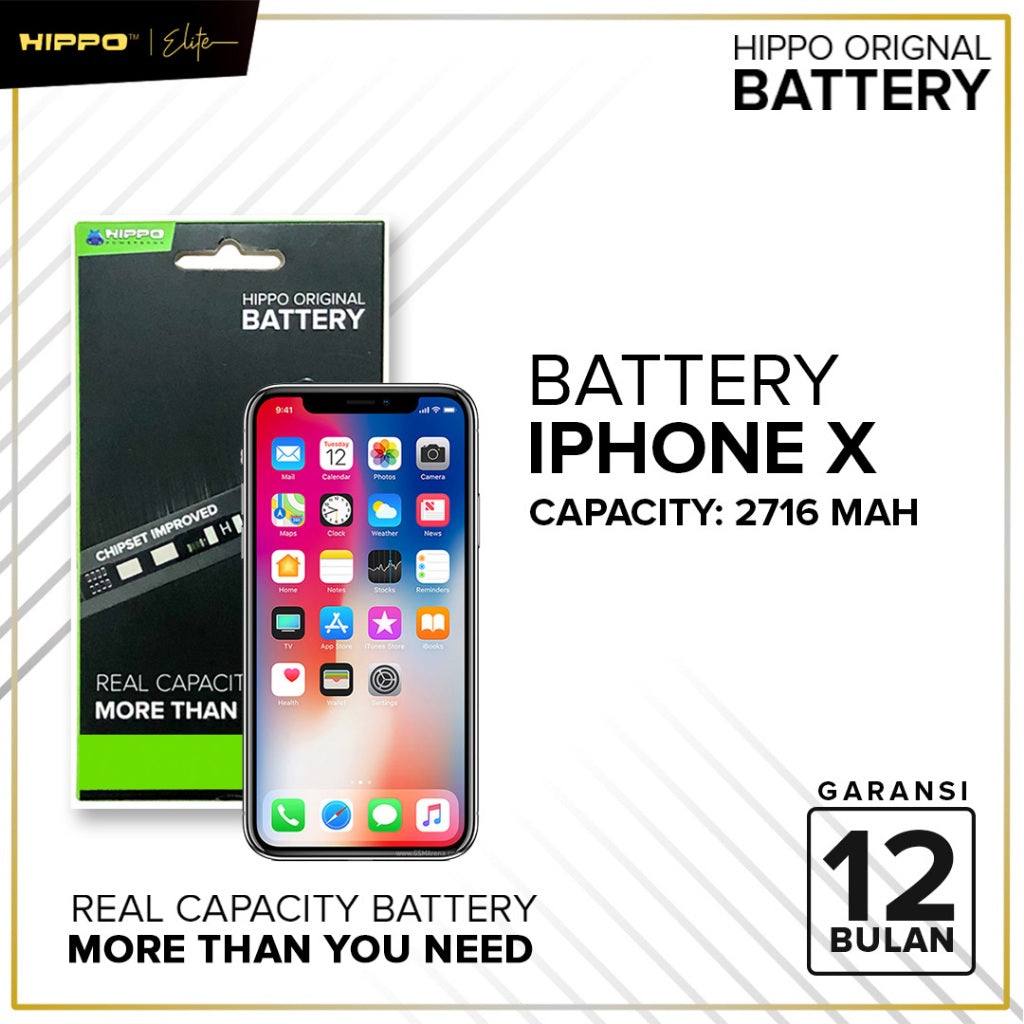 Hippo Baterai All Type iPhone X - iPhone 12 Pro Max 100% Original Batere Premium Garansi Battery Series 2
