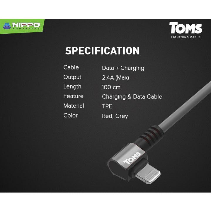 Hippo Kabel Charger Toms 100cm Quick Charging 3.0 Gaming Support Cabel 5