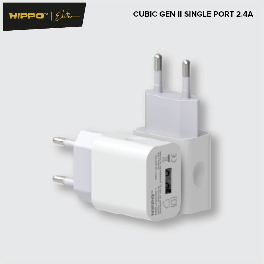 Hippo Adaptor Cubic Gen 2 2.4A SDC USB-A Adapter Kepala Casan Colokan Charger Charging Rumah Travel Dual Port  8