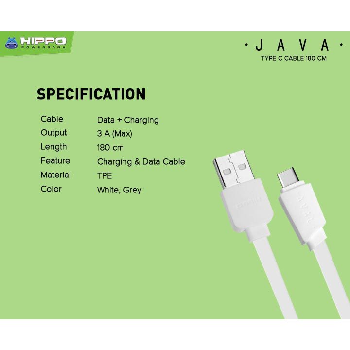 Hippo Java Cable Type C 180CM Support Quick Charging Android 4