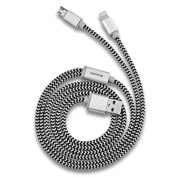 Hippo kabel Valley Dual IP5 Grey Dual lightning Data Cabel 2,1A 100cm 3