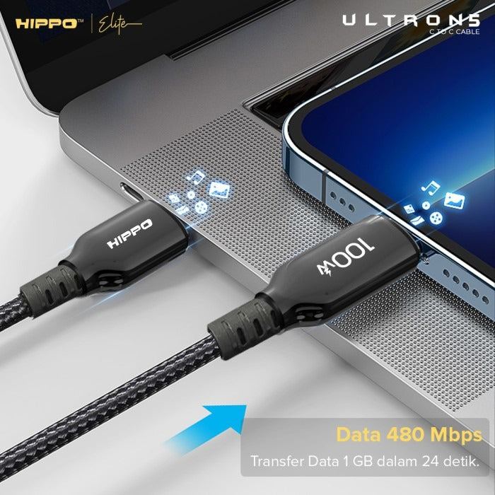 Hippo Elite Ultron 5 PD C to C 100W Kabel Charger Super Fast charging Power Delivery Cable 5