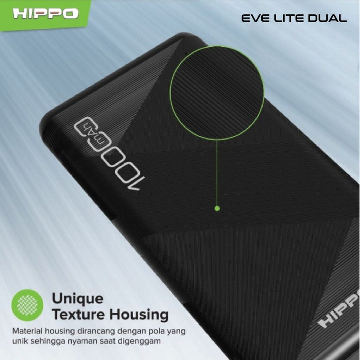 Hippo Powerbank EVE LITE DUAL 10000MAH BLACK Smart Detec Charger 2,4A Flight Friendly Power Bank 3