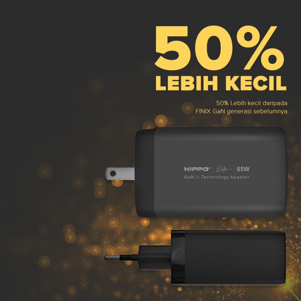 Hippo Adaptor Finix GaN Ultra 65W Original Adapter Kepala Cas Hp Colokan Rumah Charger Type C 8