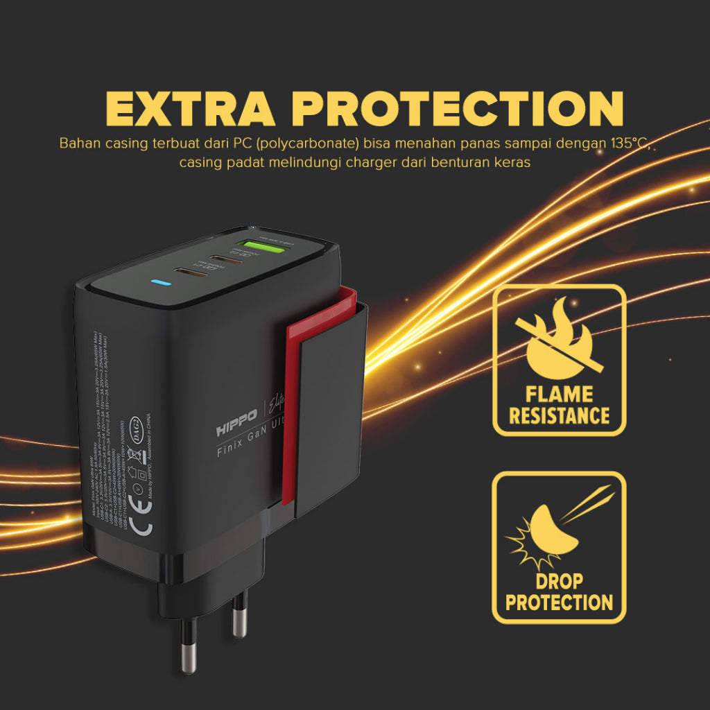 Hippo Adaptor Finix GaN Ultra 65W Original Adapter Kepala Cas Hp Colokan Rumah Charger Type C 4