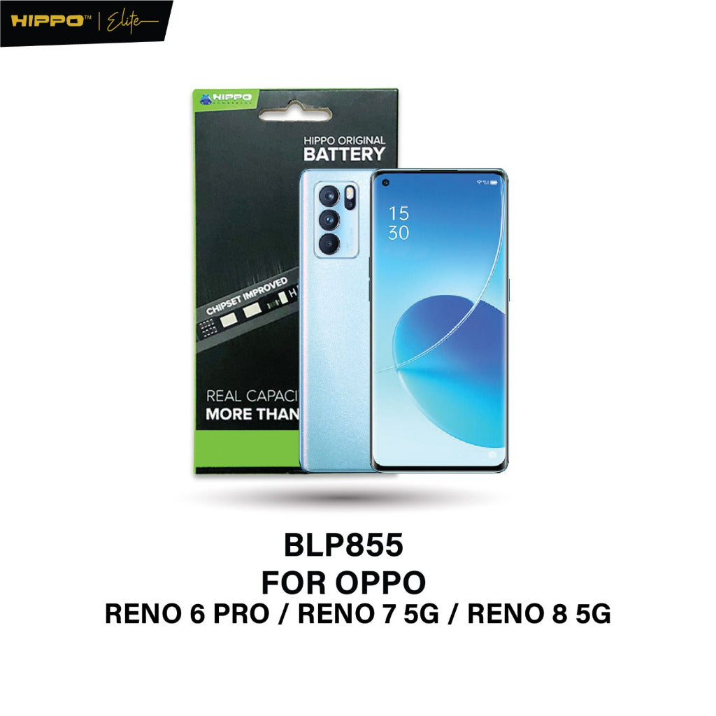 Hippo Baterai OPPO BLP-855 OPPO RENO 6 PRO / RENO 7 5G / RENO 8 5G 4500mAh Battery Batere Batrai Batre Original Cell Gar