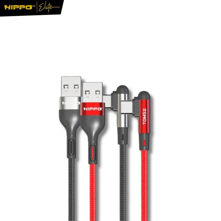 Hippo Kabel Data Gaming Mobile Toms2 USB to TYPE C Fast Charging 3A Cable TYPE C USB Data Colokan L 90 Derajat Data Cabl