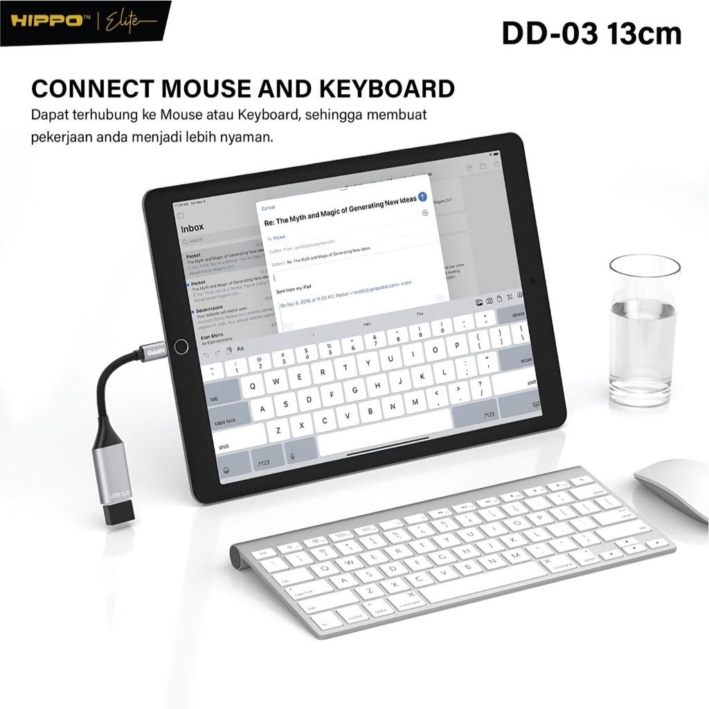 HIPPO OTG DD-03 13Cm USB A TO Lightning USB 3.0 Adapter Converter Plug Play Flashdisk Data untuk Iphone 7 8 X  7
