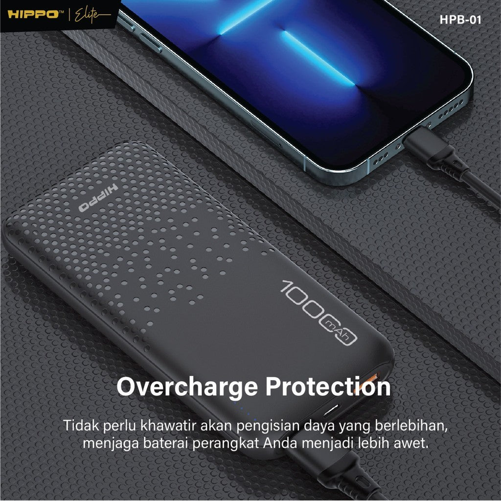 Hippo Powerbank HPB-01 10.000 Mah Sdc 2.4A Dual Output Usb A Dual Input Usb C Micro Garansi Resmi Hippo 8