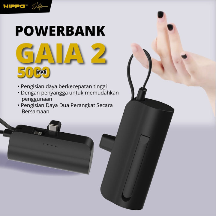 Hippo Powerbank Gaia2 5000mAh With Stand SDC Smart detect charger 2