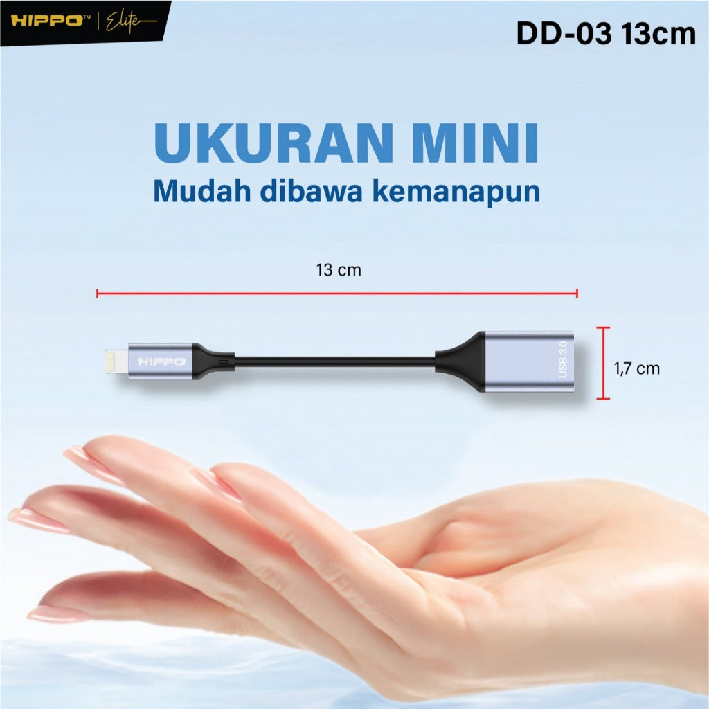 HIPPO OTG DD-03 13Cm USB A TO Lightning USB 3.0 Adapter Converter Plug Play Flashdisk Data untuk Iphone 7 8 X  3