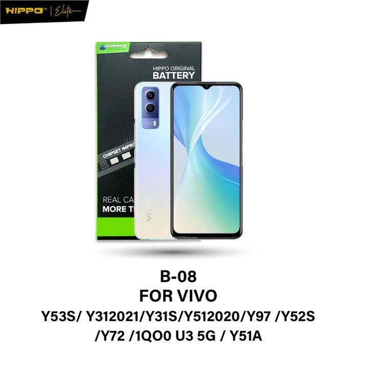 Hippo Baterai VIVO B-O8 Y53S / Y31 2021 / Y31S / Y51 2020 / Y97 / Y52S / Y72 / IQOO U3 5G / Y51A 5000mAh Battery Batere