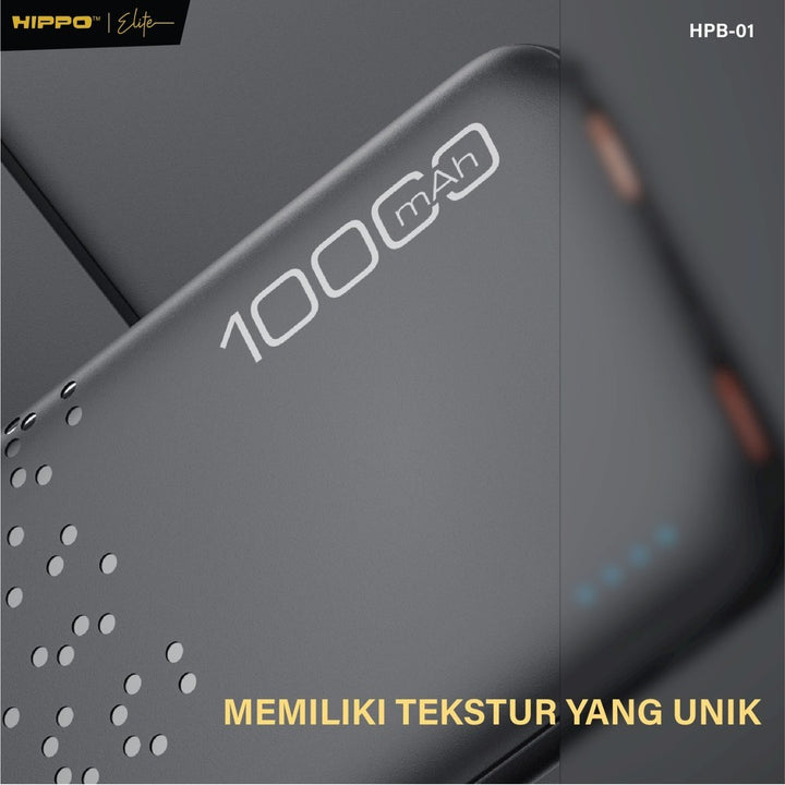 Hippo Powerbank HPB-01 10.000 Mah Sdc 2.4A Dual Output Usb A Dual Input Usb C Micro Garansi Resmi Hippo 7