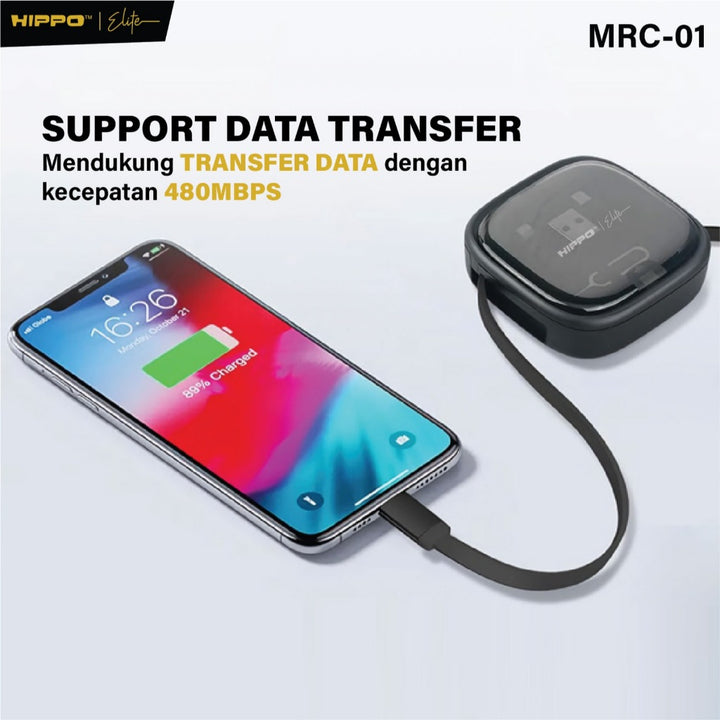 Hippo Elite MRC-01 Charging Box RETRACTABLE KABEL FAST Charging C TO C 60W 8 in 1 MULTIFUNCTIONAL STORAGE SET  3