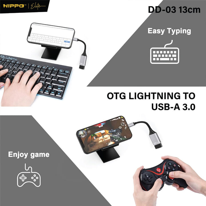 HIPPO OTG DD-03 13Cm USB A TO Lightning USB 3.0 Adapter Converter Plug Play Flashdisk Data untuk Iphone 7 8 X  6