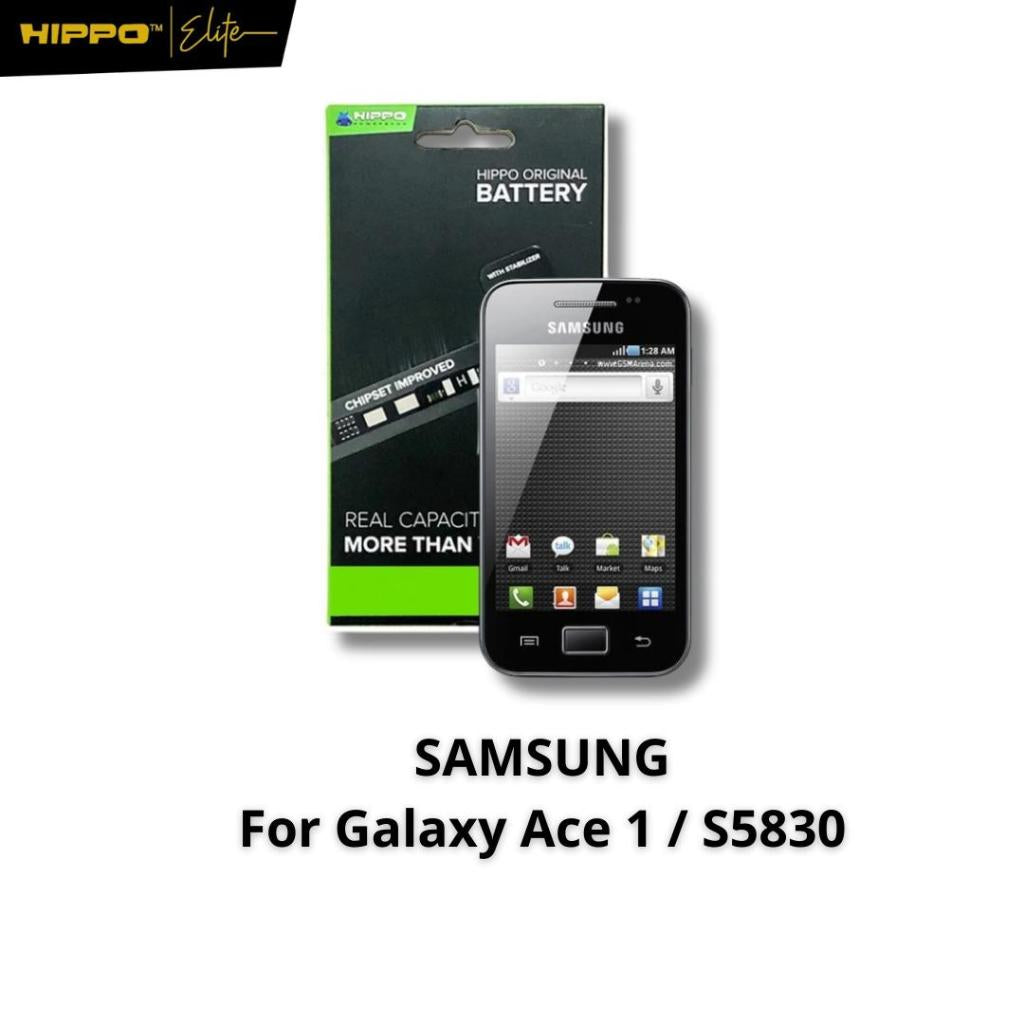 Hippo Baterai Samsung Galaxy ACE1 / S5830 1600Mah Original Battery Batere Premium Batu Batre Batrai Handphone Garansi Re