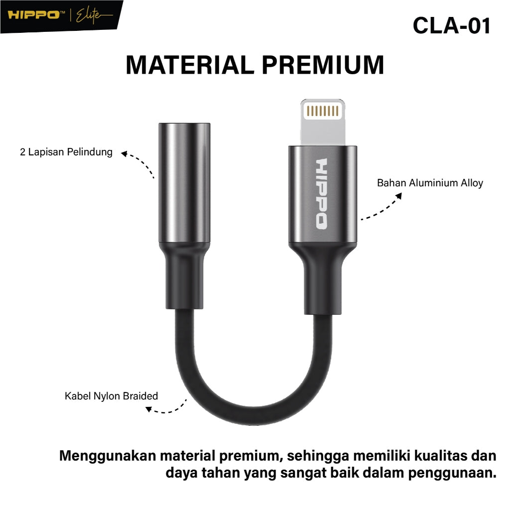 HIPPO Kabel CONVERTER CLA-01 Lightning to DC Aux 3.5mm Audio Open Mic untuk Iphone 7 8 X XR 11 12 13 14 Pro Ma 2