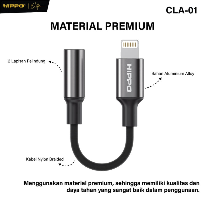 HIPPO Kabel CONVERTER CLA-01 Lightning to DC Aux 3.5mm Audio Open Mic untuk Iphone 7 8 X XR 11 12 13 14 Pro Ma 2