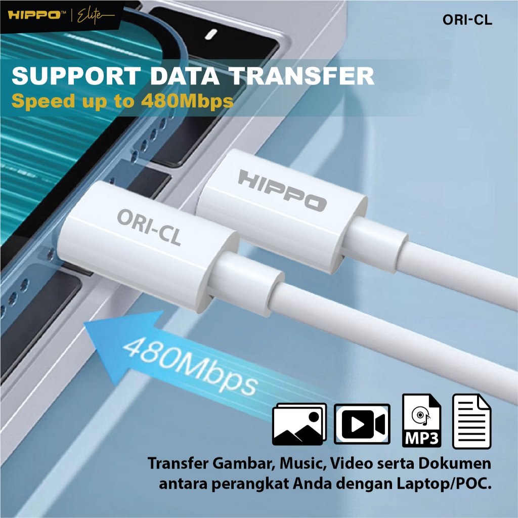 Hippo Elite Kabel PD Cabel Charging ORI 30W C TO L White Super fast charging 5
