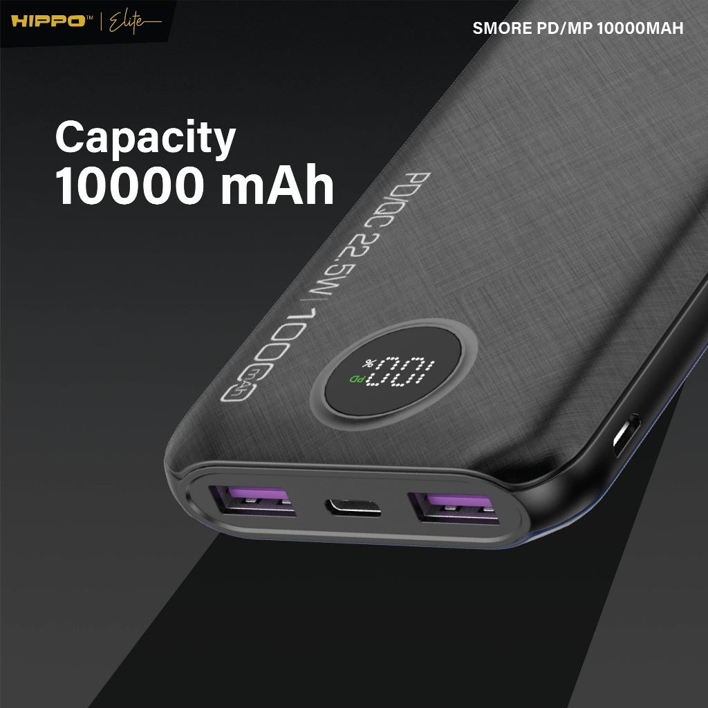Hippo Powerbank Smore PD 22,5W 10000mAh Quick Fast Charging Power Bank Type C Power Delivery QC 5 Port Output  3
