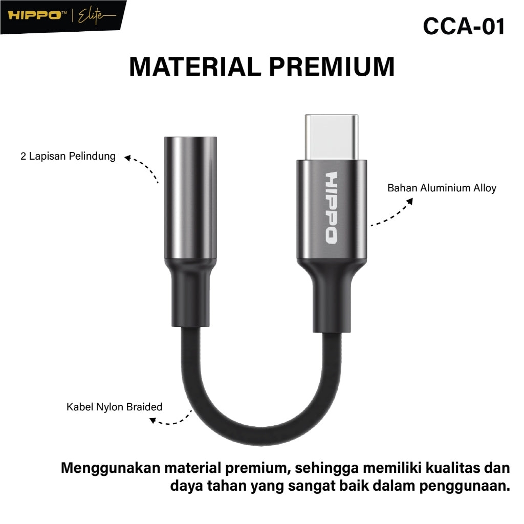 HIPPO Kabel CONVERTER CCA-01 Type C to DC Aux 3.5mm Audio Open Original Adapter 3