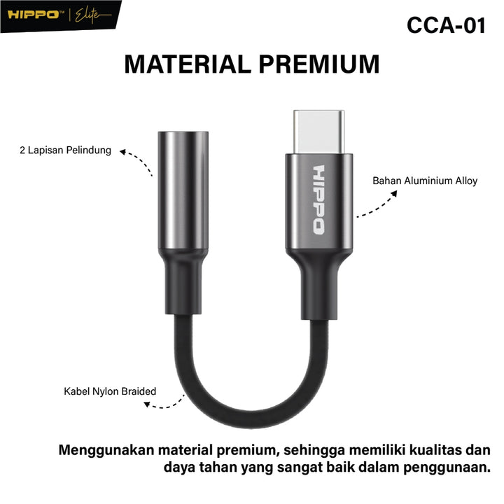 HIPPO Kabel CONVERTER CCA-01 Type C to DC Aux 3.5mm Audio Open Original Adapter 3