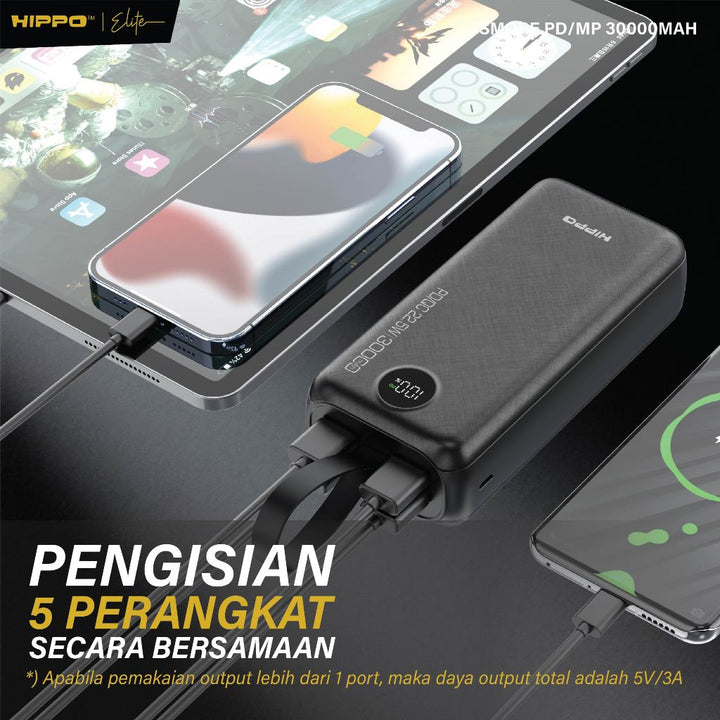 Hippo Powerbank Smore PD 22,5W 30000mAh Quick Fast Charging Power Bank Type C Power Delivery QC 5 Port Output  4