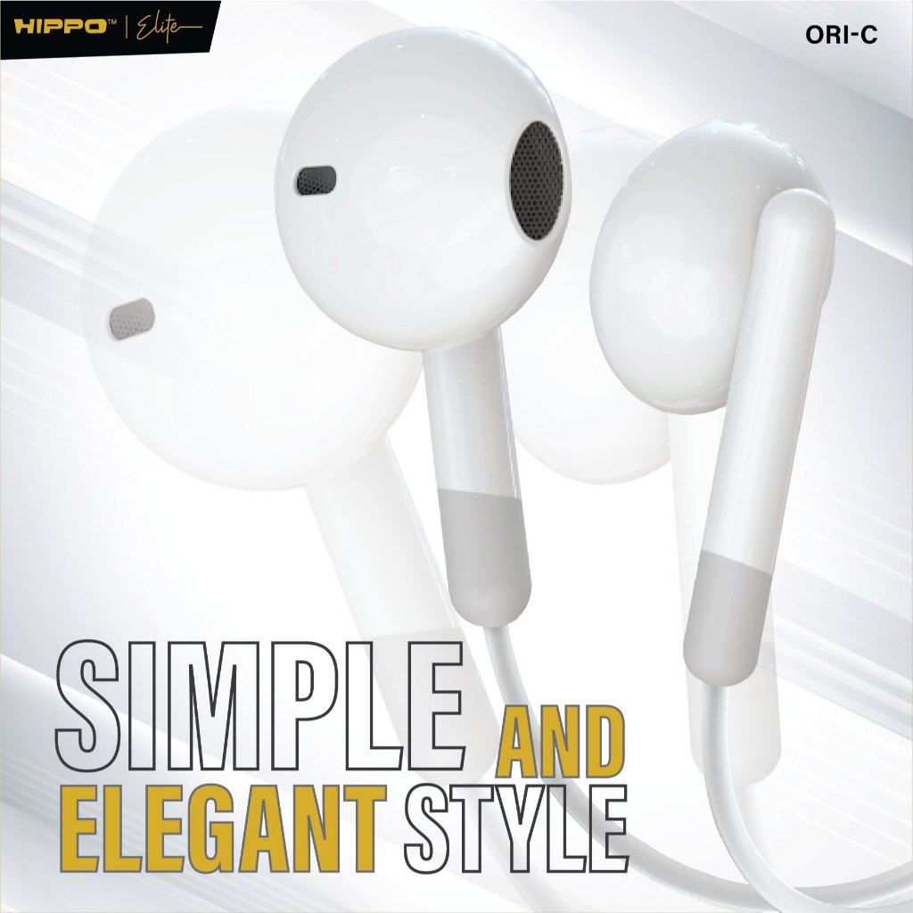 Hippo Elite Earphone Wired ORI-C Satuan Android Pad Earphone Headset Type-C Smart Button 8