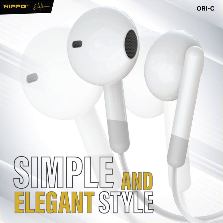 Hippo Elite Earphone Wired ORI-C Satuan Android Pad Earphone Headset Type-C Smart Button 8