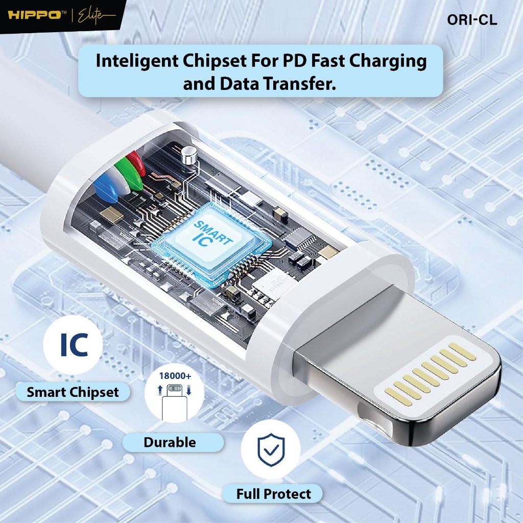 Hippo Elite Kabel PD Cabel Charging ORI 30W C TO L White Super fast charging 4