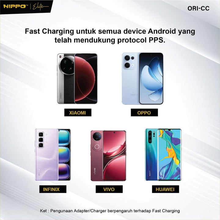 Hippo Elite Cable CC Original 100 CM 60W C TO C  White Suport Super Fast Charging 5