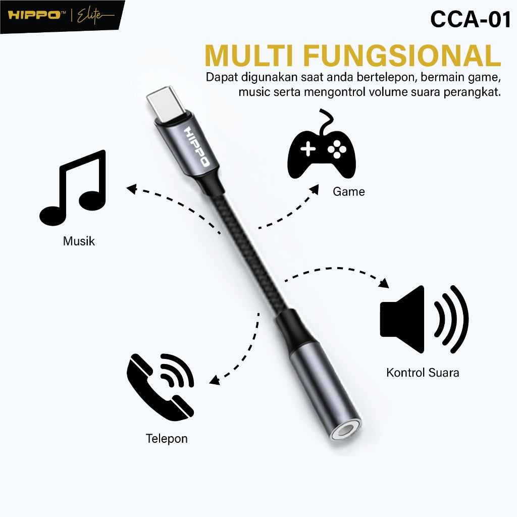 HIPPO Kabel CONVERTER CCA-01 Type C to DC Aux 3.5mm Audio Open Original Adapter 6