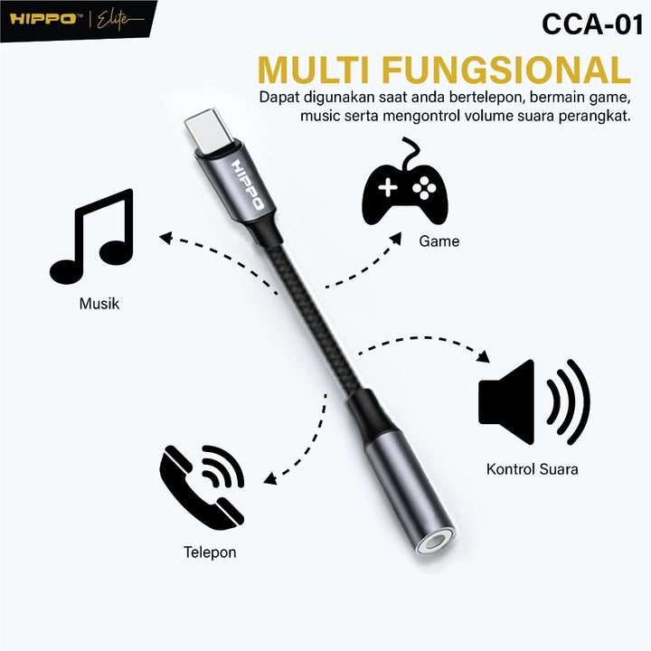 HIPPO Kabel CONVERTER CCA-01 Type C to DC Aux 3.5mm Audio Open Original Adapter 6